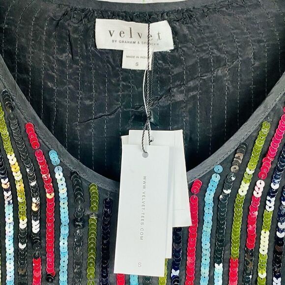 NEW! Anthro Elisa Rainbow Sequin Vertical Striped Shirt Dress - Picture 12 of 15